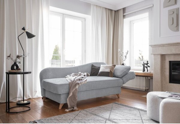 Jasnoszary sztruksowy szezlong (prawostronny) Chic Charlotte – Miuform