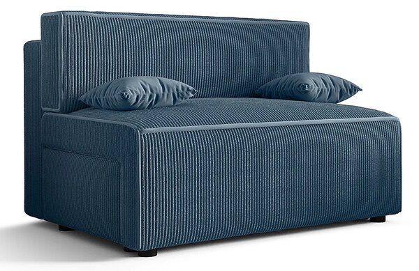 Niebieska tapicerowana sofa rozkładana K4-H47