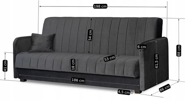Popielata sofa rozkładana Z5-C40