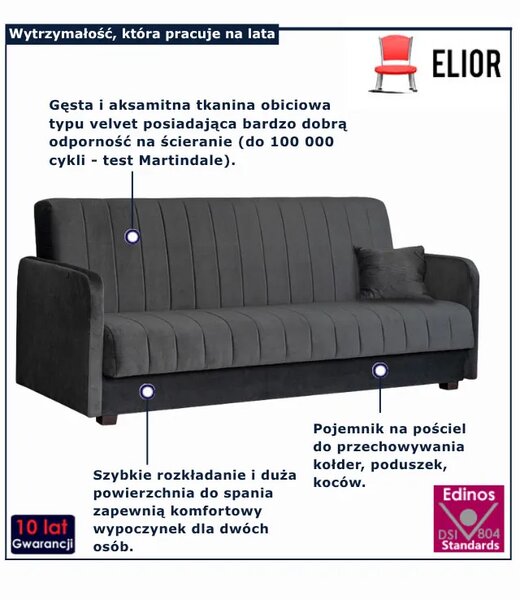 Popielata sofa rozkładana Z5-C40