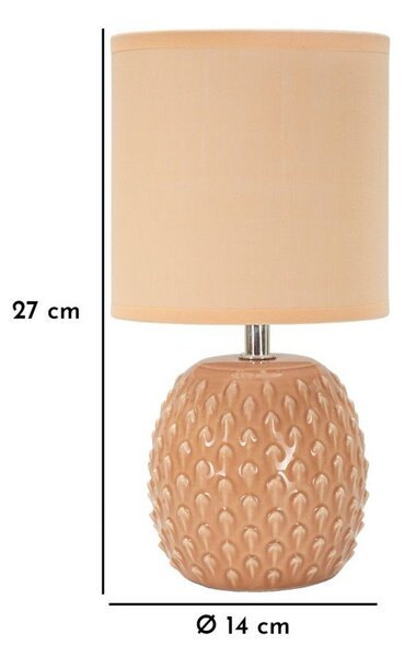 Brzoskwiniowa lampa stołowa ceramiczna z tekstylnym kloszem (wysokość 27 cm) Pontus – Mauro Ferretti