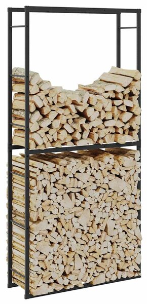 Stojak na drewno opałowe, czarny, 100x30x209 cm, stalowy