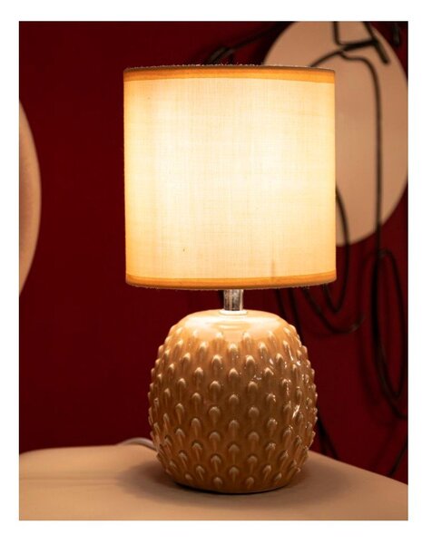 Brzoskwiniowa lampa stołowa ceramiczna z tekstylnym kloszem (wysokość 27 cm) Pontus – Mauro Ferretti