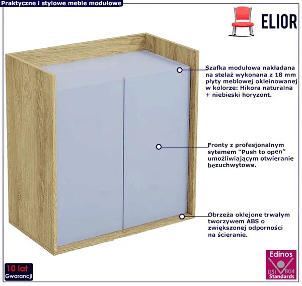 Szafka modułowa dwudrzwiowa hikora + niebieski horyzont N4-C37