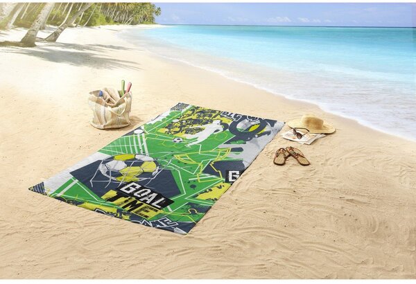 Zielony aksamitny ręcznik plażowy dla dzieci 75x150 cm Goaltime – Good Morning