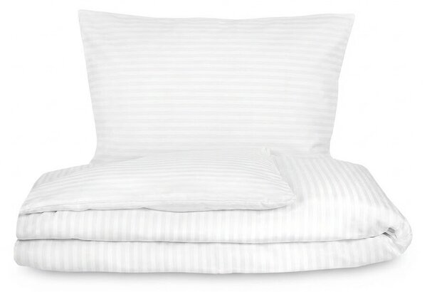 Kvalitex Pościel satynowa Stripe biały, 140 x 220 cm, 70 x 90 cm