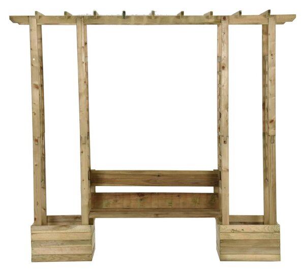 Pergola z ławką i donicami, impregnowane drewno sosnowe