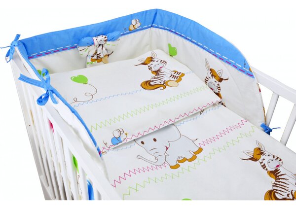Bawełniana Pościel Do łóżeczka Dziecięcego - Zebra Balonik Niebieski - 120x90
