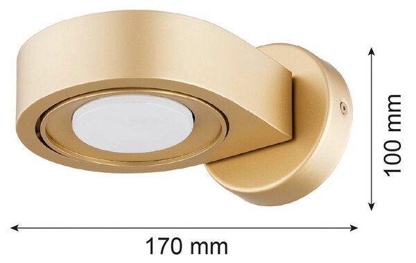Spot ścienny Lili, złoty, Ø 14 cm, GX53 Lili Argon, mosiężny / złoty, przedpokój, metal, nowoczesny