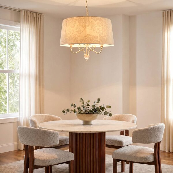 Lampa wisząca Sofia Ecrie Jupiter, możliwość ściemniania, kremowy / amber, salon / jadalnia, metal