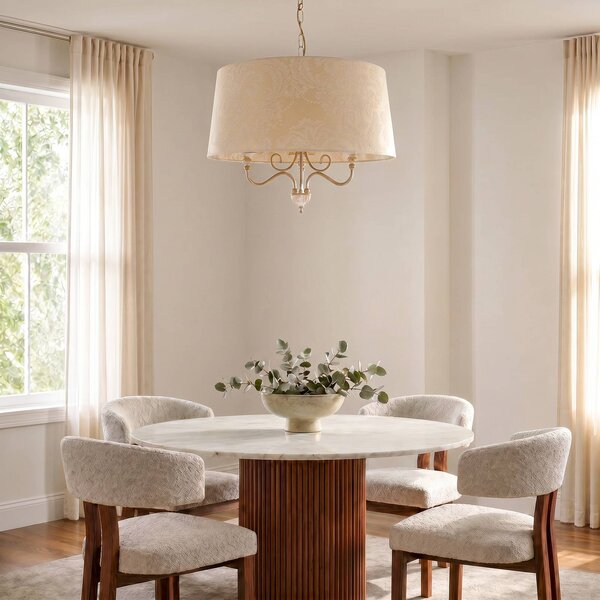 Lampa wisząca Sofia Ecrie Jupiter, możliwość ściemniania, kremowy / amber, salon / jadalnia, metal