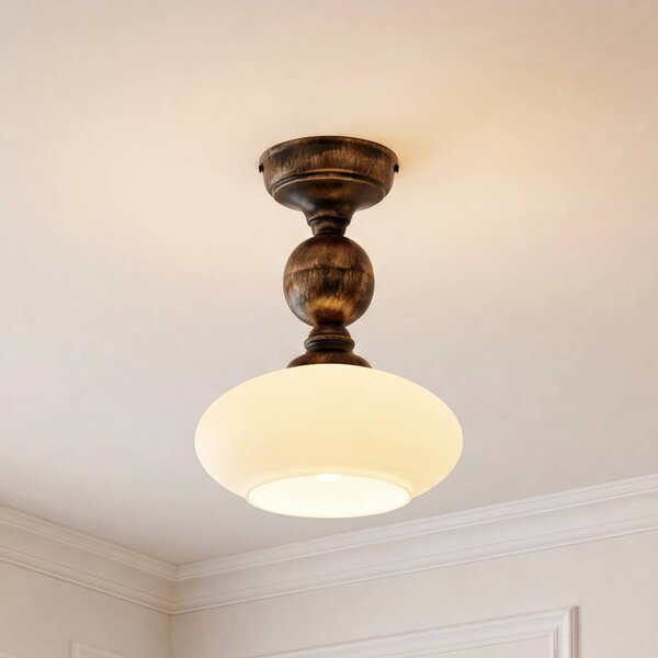Lampa sufitowa Bolero Jupiter, możliwość ściemniania, kremowy / amber, salon / jadalnia, metal, antyczny