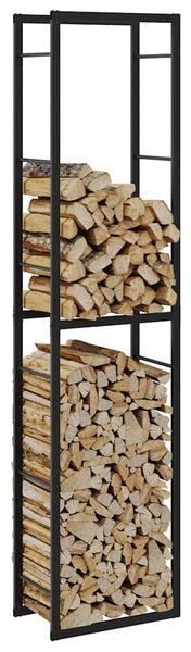 Stojak na drewno opałowe czarny 50x30x209 cm stalowy