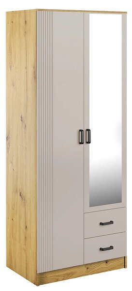 Szafa z lustrem i szufladami dąb artisan + kaszmir F9-M26