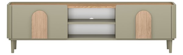 Szafka RTV Amilio 170 cm z szufladą na nóżkach - eukaliptus / dąb baltic dune / uchwyty dąb naturalny