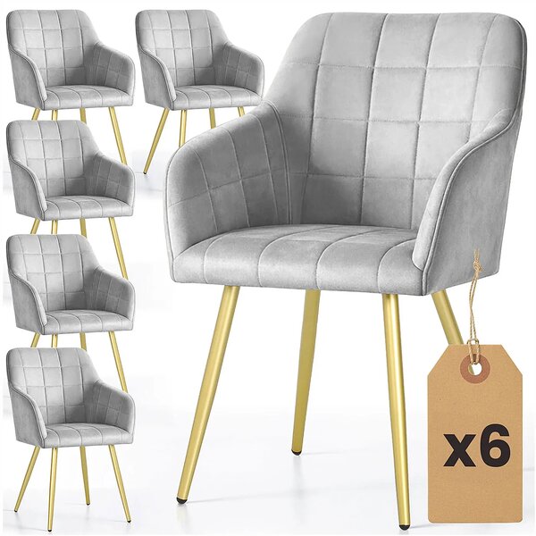 Zestaw 6 szarych krzeseł w stylu glamour Z3-T59