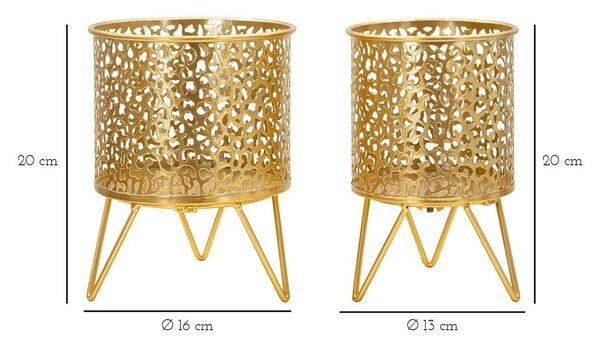 Metalowe kwietniki 2 szt. ø 16 cm (wysokość 20 cm) Piny – Mauro Ferretti