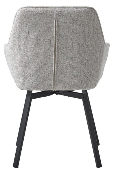 Jasnoszary tapicerowany fotel jadalniany z podłokietnikami Alma – Unique Furniture