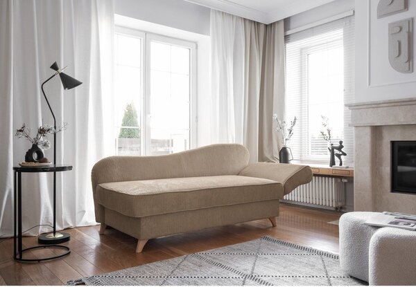 Szarobrązowy sztruksowy szezlong (prawostronny) Chic Charlotte – Miuform