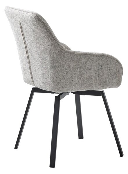 Jasnoszary tapicerowany fotel jadalniany z podłokietnikami Alma – Unique Furniture