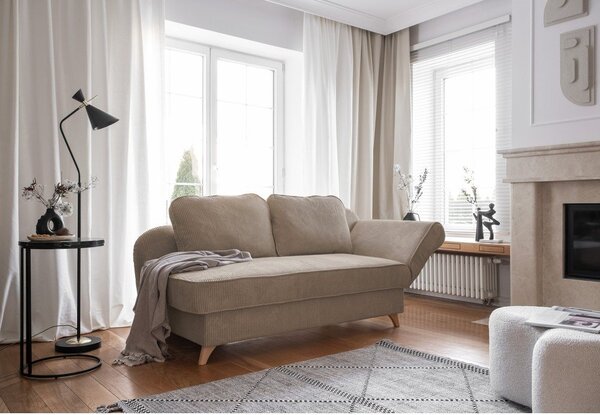 Szarobrązowy sztruksowy szezlong (prawostronny) Chic Charlotte – Miuform