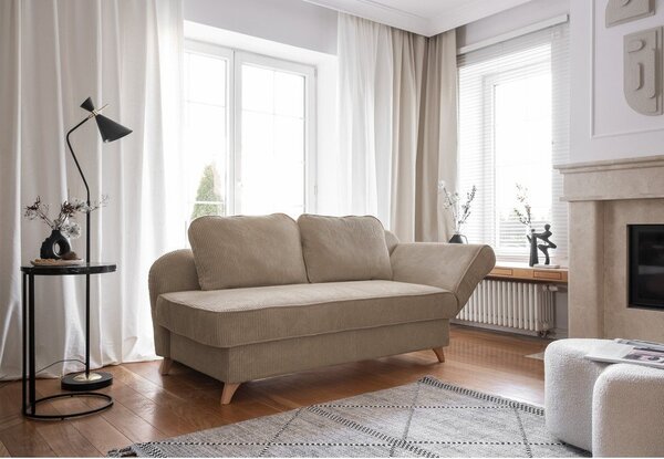 Szarobrązowy sztruksowy szezlong (prawostronny) Chic Charlotte – Miuform