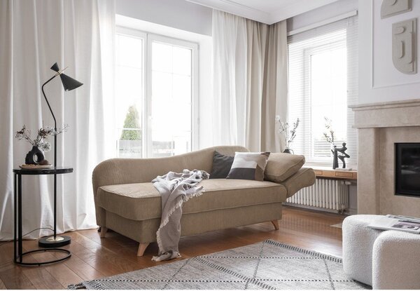 Szarobrązowy sztruksowy szezlong (prawostronny) Chic Charlotte – Miuform