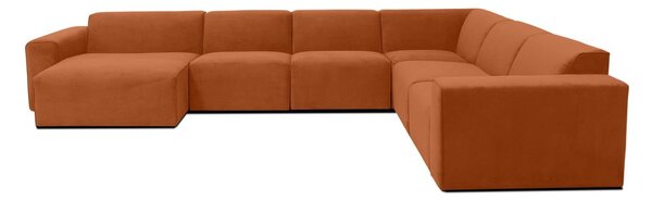 Pomarańczowa sztruksowa sofa modułowa w kształcie litery "U" Scandic Sting, lewostronna