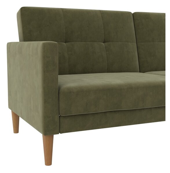 Zielona aksamitna rozkładana sofa 207 cm Lilly – Støraa