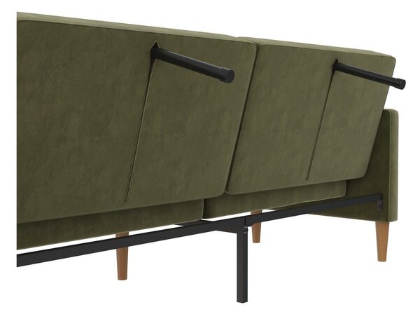 Zielona aksamitna rozkładana sofa 207 cm Lilly – Støraa