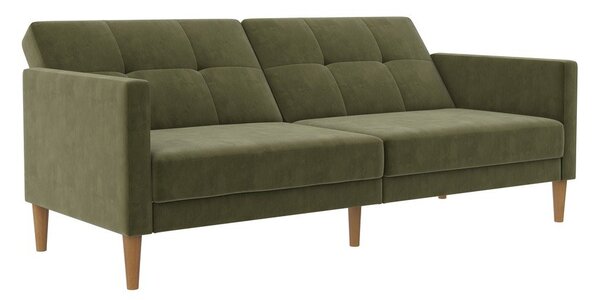 Zielona aksamitna rozkładana sofa 207 cm Lilly – Støraa