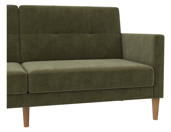 Zielona aksamitna rozkładana sofa 207 cm Lilly – Støraa