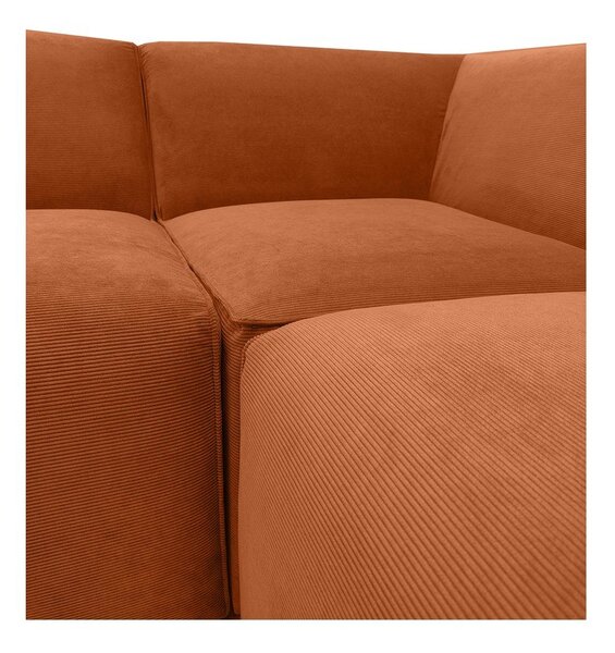 Pomarańczowa sztruksowa sofa modułowa w kształcie litery "U" Scandic Sting, lewostronna