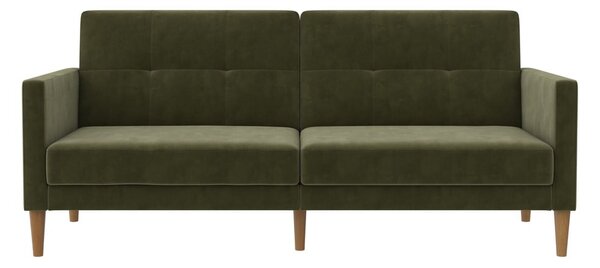 Zielona aksamitna rozkładana sofa 207 cm Lilly – Støraa