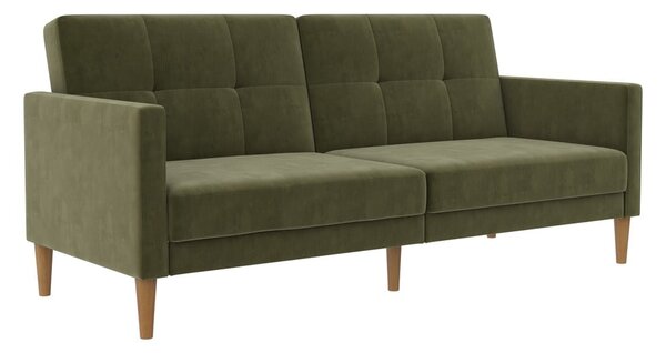 Zielona aksamitna rozkładana sofa 207 cm Lilly – Støraa
