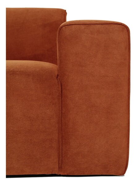 Pomarańczowa sztruksowa sofa modułowa w kształcie litery "U" Scandic Sting, lewostronna