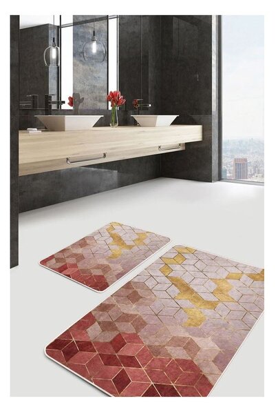 Różowe aksamitne dywaniki łazienkowe zestaw 2 szt. 60x100 cm – Mila Home