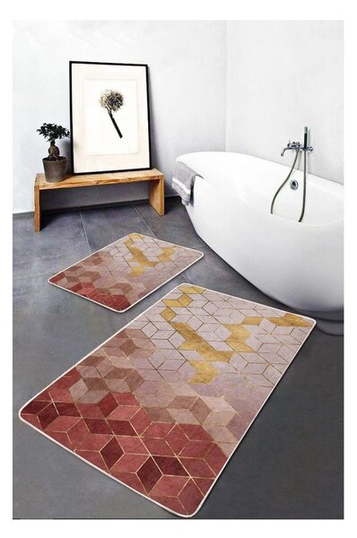 Różowe aksamitne dywaniki łazienkowe zestaw 2 szt. 60x100 cm – Mila Home