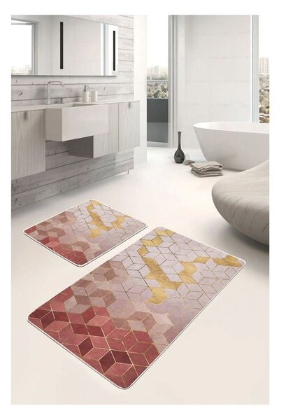 Różowe aksamitne dywaniki łazienkowe zestaw 2 szt. 60x100 cm – Mila Home