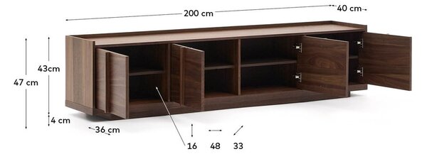 Brązowa szafka pod TV w dekorze orzecha 200x47x40 cm Onix – Kave Home