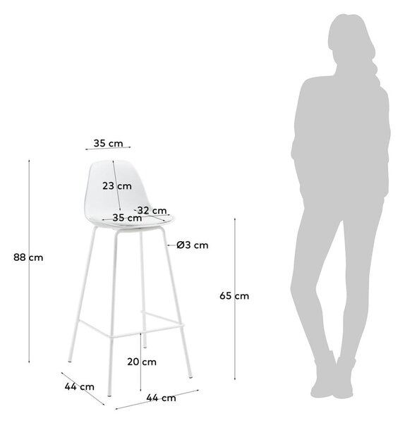 Biały hoker (wysokość siedziska 65 cm) Brighter – Kave Home