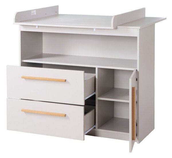 Jasnoszara komoda dziecięca z przewijakiem 107x98x75 cm Lea – Roba