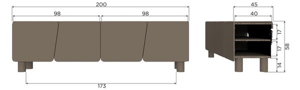 Brązowa szafka pod TV z litego drewna sosnowego 200x58x45 cm Root – WOOOD