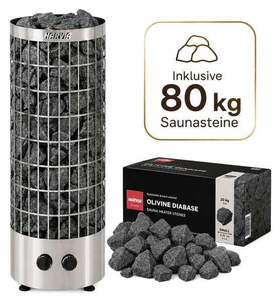 Piec do sauny Harvia Cilindro Pc90 9,0 Kw Z jednostk sterujc W zestawie kamienie do sauny 80kg