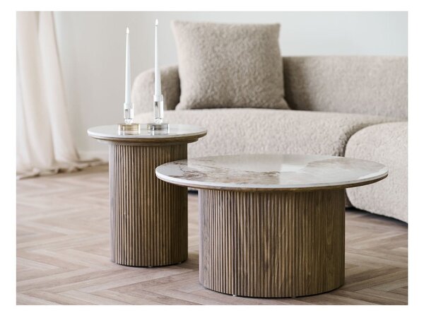 Okrągły stolik z blatem w dekorze marmuru ø 45 cm Athens – House Nordic