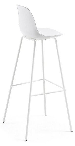 Biały hoker z imitacji skóry (wysokość siedziska 75 cm) Brighter – Kave Home