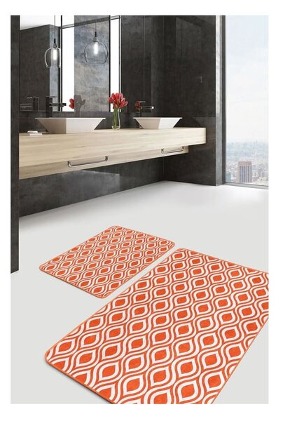 Pomarańczowe aksamitne dywaniki łazienkowe zestaw 2 szt. 60x100 cm – Mila Home