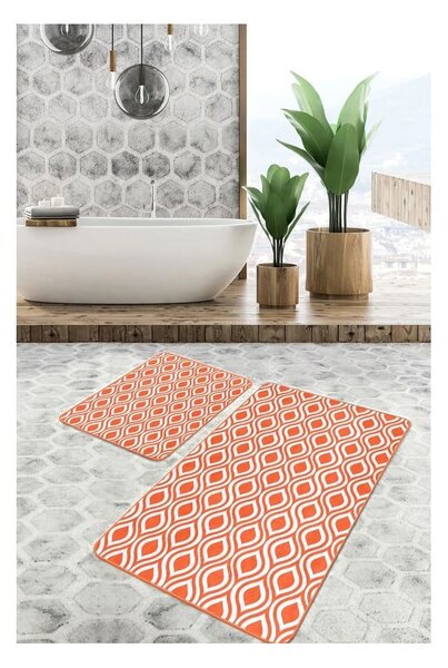 Pomarańczowe aksamitne dywaniki łazienkowe zestaw 2 szt. 60x100 cm – Mila Home