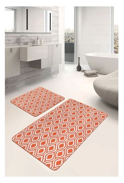 Pomarańczowe aksamitne dywaniki łazienkowe zestaw 2 szt. 60x100 cm – Mila Home