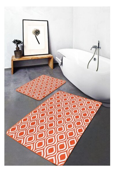 Pomarańczowe aksamitne dywaniki łazienkowe zestaw 2 szt. 60x100 cm – Mila Home